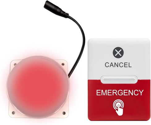Remote Emergency Strobe Siren Alarm Kit Waterproof Outdoor Loud Panic Sos Warning System for Business Home Shop Hotel School 1 Red Flashing Siren 2 Call Buttons in Kuwait