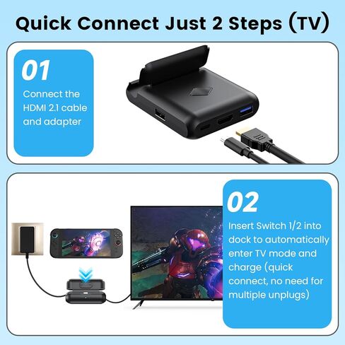 محطة الالتحام لـ Nintendo Switch ، منفذ 4K HDMI/USB 3.0/USB-C ، متوافق مع Nintendo Dock الرسمي (أسود) in Kuwait