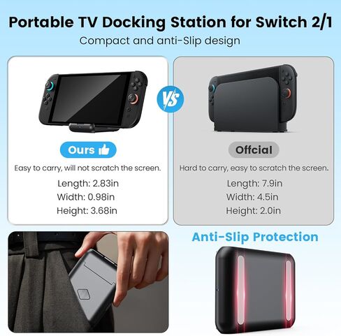 محطة الالتحام لـ Nintendo Switch ، منفذ 4K HDMI/USB 3.0/USB-C ، متوافق مع Nintendo Dock الرسمي (أسود) in Kuwait