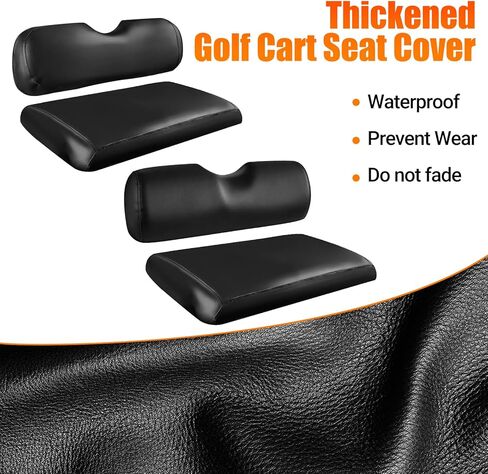 أغطية مقاعد عربة الجولف من الجلد الأسود وأغطية المقاعد الأمامية والخلفية متوافقة مع EZGO TXT 1994-2013 وسادة المقعد العادية الأصلية وخياطة بيج بدون دبابيس in Kuwait