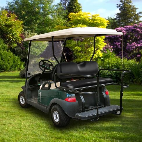 أغطية مقاعد عربة الجولف من الجلد الأسود وأغطية المقاعد الأمامية والخلفية متوافقة مع EZGO TXT 1994-2013 وسادة المقعد العادية الأصلية وخياطة بيج بدون دبابيس in Kuwait