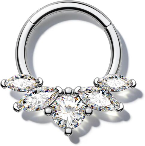 Mooncrush Jewelry 16G Septum Ring Surgical Steel Daith Earrings Dragonfly Clear CZ Septum Daith Piercing Jewelry 8MM/10MM Silver Cartilage Hoop Earring in Saudi Arabia