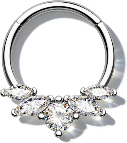 Mooncrush Jewelry 16G Septum Ring Surgical Steel Daith Earrings Dragonfly Clear CZ Septum Daith Piercing Jewelry 8MM/10MM Silver Cartilage Hoop Earring in Kuwait