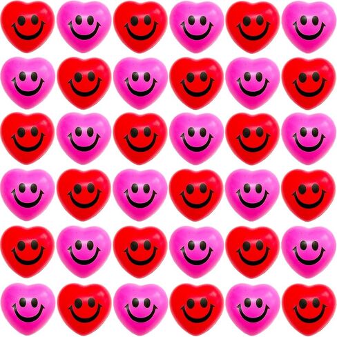 24 PCS Valentine's Day Heart Stress Balls,Red Smile Face Squeeze Balls,Heart Shaped Foam Balls for Kids and Adults,Valentine Party Favors in Saudi Arabia