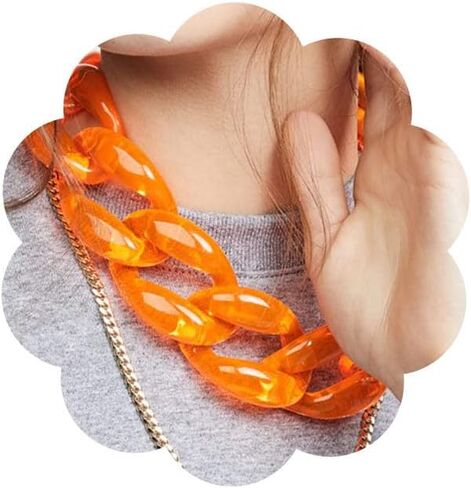 Wiwpar الاكريليك قلادة قلادة بيان مكتنزة الأزياء الاكريليك قلادة ملونة للنساء الفتيات (أبيض) in Kuwait