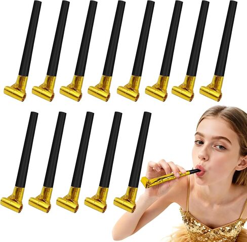 12 Pieces Gold Silver Noise Makers Glitter Noise Makers Metallic Fringed Party Blowers for Adults Birthday Graduation Sporting Events New Years Eve Party Supplies 2025 in Saudi Arabia