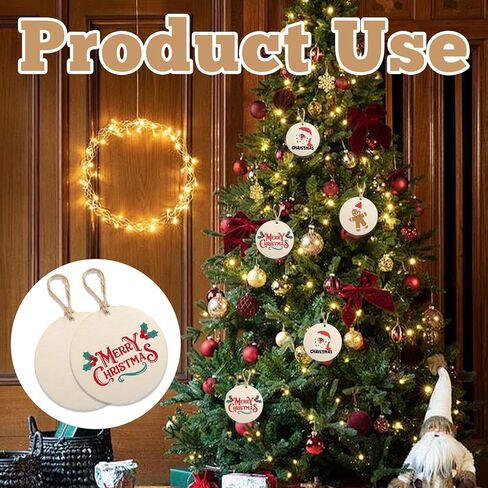 50PCS Round Wooden Circles with Holes, 3 Inch Wood Discs for Crafts, Blank Wooden Gift Tags Labels for Drink, Present Party Bags, Arts & Crafts, Home Decoration in Kuwait