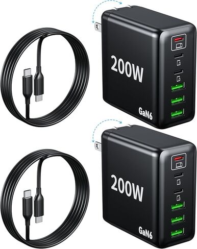 500W USB C Charger Fast GAN Charger Block 8 Multi Port Charging Station Hub Brick Dual PD 100W Laptop Charger for DELL HP MacBook Pro/Air/All iPad iPhone 16 15/14/13/Pro Max/Samsung Galaxy Note in Kuwait