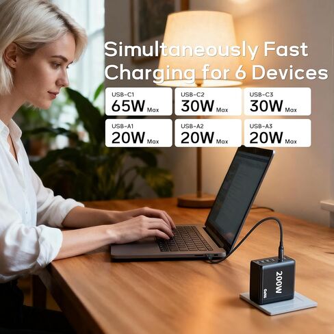 500W USB C Charger Fast GAN Charger Block 8 Multi Port Charging Station Hub Brick Dual PD 100W Laptop Charger for DELL HP MacBook Pro/Air/All iPad iPhone 16 15/14/13/Pro Max/Samsung Galaxy Note in Kuwait