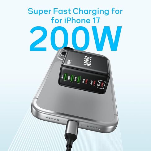 500W USB C Charger Fast GAN Charger Block 8 Multi Port Charging Station Hub Brick Dual PD 100W Laptop Charger for DELL HP MacBook Pro/Air/All iPad iPhone 16 15/14/13/Pro Max/Samsung Galaxy Note in Kuwait