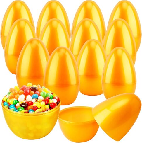 12 Pcs 8 Inch Golden Easter Eggs Plastic Jumbo Fillable Easter Eggs for Egg Hunt Game Easter Party Favors Decoration in Kuwait
