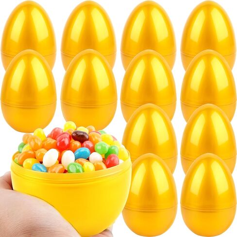 12 Pcs 8 Inch Golden Easter Eggs Plastic Jumbo Fillable Easter Eggs for Egg Hunt Game Easter Party Favors Decoration in Saudi Arabia