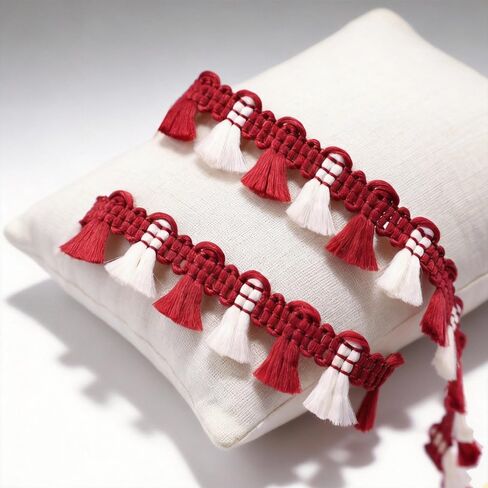 Idongcai Decorative Boho Tassel Fringe Trim Ribbon 10 Yards Lace Trim مع شرابات صغيرة متناوبة (أسود) in Kuwait