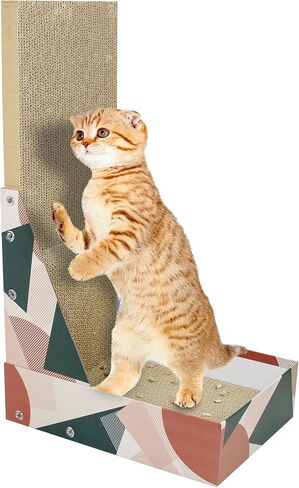 L-Shaped Cat Scratcher Board, Scratching Pad Adult Cat Vertical Wall Durable Scratching Post with Shreds Collection Function, Cat Bed, for Indoor Cats in Kuwait