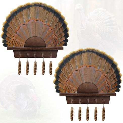 2 Pcs Turkey Fan Mount Kit 13.77 Inch Wooden Turkey Hunting Accessories Turkey Beard Mounting Kit Easy to Assemble Trophy Mount Kit for Home Decor in Kuwait