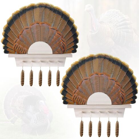 2 Pcs Turkey Fan Mount Kit 13.77 Inch Wooden Turkey Hunting Accessories Turkey Beard Mounting Kit Easy to Assemble Trophy Mount Kit for Home Decor in Kuwait