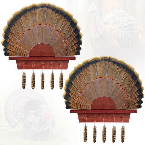2 Pcs Turkey Fan Mount Kit 13.77 Inch Wooden Turkey Hunting Accessories Turkey Beard Mounting Kit Easy to Assemble Trophy Mount Kit for Home Decor in Kuwait