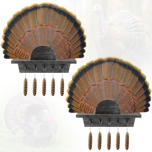 2 Pcs Turkey Fan Mount Kit 13.77 Inch Wooden Turkey Hunting Accessories Turkey Beard Mounting Kit Easy to Assemble Trophy Mount Kit for Home Decor in Kuwait