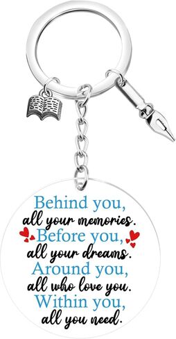 FEELMEM Creative Writer Gift Future Author Keychain Gift Novelist Gift Behind You All Memories Before You All Your Dream in Saudi Arabia