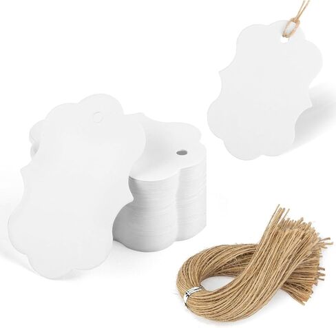 SallyFashion 100PCS Kraft Paper Gift Tags, Blank Gift Bag Tags with String Brown Hanging Price Tags for Wedding DIY Crafts Gifts in Kuwait