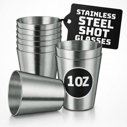 15pcs Stainless Steel Shot Glasses Drinking Vessel - 30 ml (1oz) Shot glass Outdoor Party Metal Shot Glasses Camping Small Shot Glasses Travel Shot Cups Backpack Silver Cup Tiny Shot Glasses in Kuwait