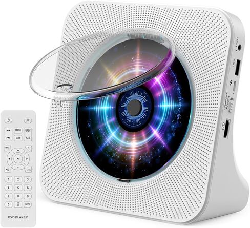 مشغل أقراص مضغوطة مع مكبرات صوت للمنزل: مشغل Desktop CD Player Bluetooth CD للمنزل مع عرض غبار الغبار عن بُعد معرض FM Radio Timer USB AUX للبالغين in Kuwait