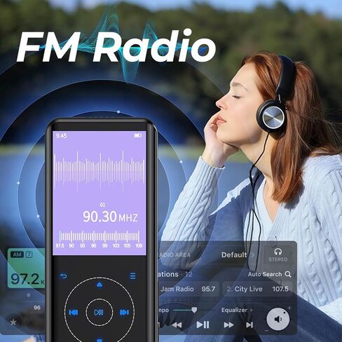 RUIZU 64GB MP3 Player with Bluetooth 5.3, Speaker, 2.4 inch Screen, Portable Music Player for Sport Running, FM Radio, Voice Recorder, Digital Audio Video Shuffle Playback, Support 128GB Micro SD Card in Kuwait