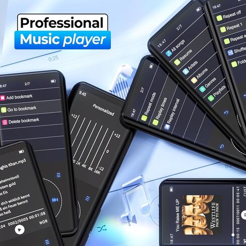 RUIZU 64GB MP3 Player with Bluetooth 5.3, Speaker, 2.4 inch Screen, Portable Music Player for Sport Running, FM Radio, Voice Recorder, Digital Audio Video Shuffle Playback, Support 128GB Micro SD Card in Kuwait