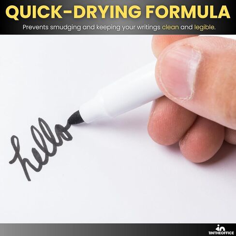 1InTheOffice Black Dry Erase Markers, Dry Erase Marker, Whiteboard Markers, Bullet Tip, 12 Pack in Kuwait