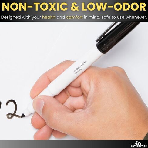 1InTheOffice Black Dry Erase Markers, Dry Erase Marker, Whiteboard Markers, Bullet Tip, 12 Pack in Kuwait