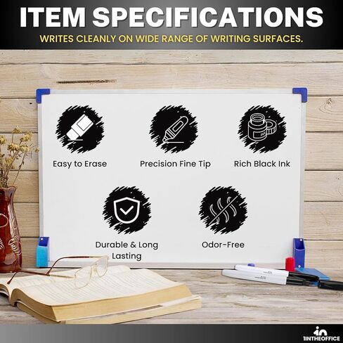 1InTheOffice Black Dry Erase Markers, Dry Erase Marker, Whiteboard Markers, Bullet Tip, 12 Pack in Kuwait