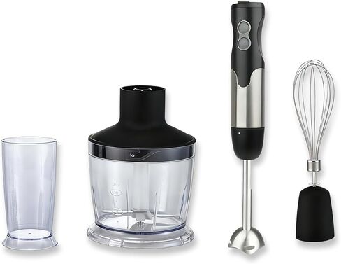 MegaWise 5-in-1 Hand Blender Set with Variable Speed Control, 400W Immersion Blender - Includes Whisk, Milk Frother, Chopper, and Beaker for Smoothies, Soups, and Baby Food (RED) in Saudi Arabia