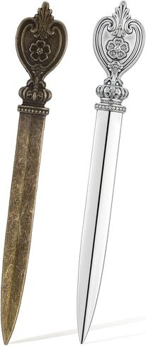 2 Pcs Letter Opener, Envelope Slitter Stainless Steel, Retro Style Gold Silver Envelope Openers Slitters, Lightweight Mail Opener for Office Home School Supplies in Saudi Arabia