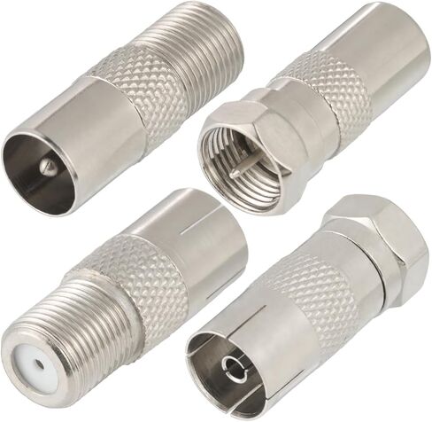 2PCS TV Aerial Coaxial Cable Adapter F Type Type to TV Male Adapter DVB-T T2 TV Teleder Adapter HD TV للتلفزيون ARIEL BK LED 4K 3D UHD TV in Saudi Arabia