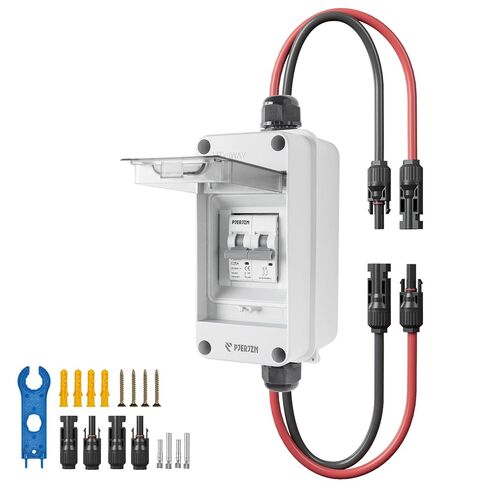 30A Solar Panel Disconnect Switch 400V DC/AC Solar Shut Off Switch 2 Poles Outdoor DC Miniature Circuit Breaker Box, IP65 Waterproof UV-Proof for Solar PV Home (30 Amp) in Kuwait