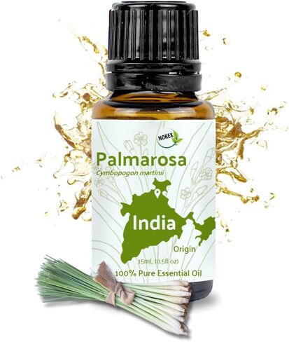 زيت بالماروزا العطري - مباشرة من نكهات نوركس - زيت بالماروزا للبشرة - زيت بالماروزا العطري للعلاج العطري - رائحة شمعة زيت بالماروزا لصناعة الشموع والصابون (15 مل) in Kuwait