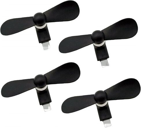 Phone Fan for iPhone, 4 Pack Mini Portable Cell Phone Fan for iPhone 14/SE 3/13/12/11/10/9/8/XR/XS/iPad, Travel Pocket Fan Small Personal USB Fans Plug into Cellphones in Kuwait