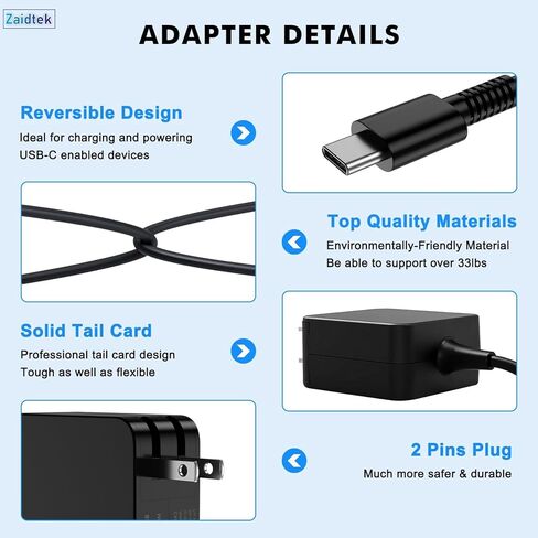65W USB C Laptop Charger Compatible with ACEMAGIC AX15 AX16PRO KAIGERR AX15 RX16 AX16PRO TX16PRO AOC AX15 AX16PRO Type C AC Adapter Power Supply Cord in Kuwait
