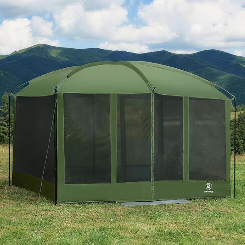 EVER ADVANCED Magnetic Screen House Room 11x9ft, Hands-Free Entry,Screenhouse with Sun Protection for Camping&Picnic, 11x9ftCamping Tent Canopy Shelter with Mesh, Brown in Kuwait