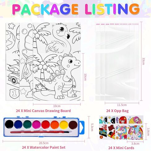198 قطعة من مجموعات الطلاء المفضلة للحفلات للأطفال، لوحة قماشية صغيرة مرسومة مسبقًا ومجموعة حامل خشبي، كتب تلوين بألوان مائية وبطاقات هدايا وسلسلة مفاتيح للأطفال الطلاب ومستلزمات حفلات الفصول الدراسية الفنية in Kuwait
