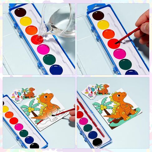 198 قطعة من مجموعات الطلاء المفضلة للحفلات للأطفال، لوحة قماشية صغيرة مرسومة مسبقًا ومجموعة حامل خشبي، كتب تلوين بألوان مائية وبطاقات هدايا وسلسلة مفاتيح للأطفال الطلاب ومستلزمات حفلات الفصول الدراسية الفنية in Kuwait