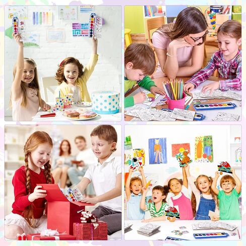 198 قطعة من مجموعات الطلاء المفضلة للحفلات للأطفال، لوحة قماشية صغيرة مرسومة مسبقًا ومجموعة حامل خشبي، كتب تلوين بألوان مائية وبطاقات هدايا وسلسلة مفاتيح للأطفال الطلاب ومستلزمات حفلات الفصول الدراسية الفنية in Kuwait