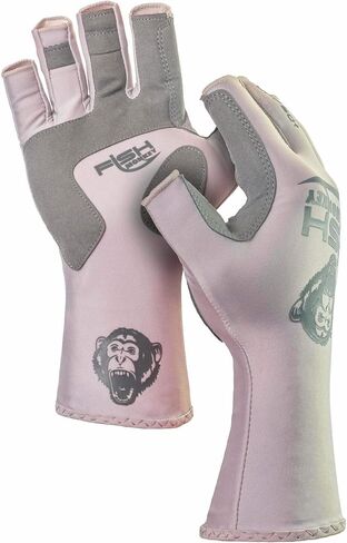 Monkey Fish SPF 50+ Four Way Stretch Dry Creatable نصف إصبع الجلد الثاني يناسب دليل الصيد قفازات غير قابلة للانزلاق للرجال والنساء in Saudi Arabia