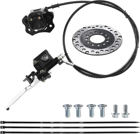 PRO BAT Rear Hydraulic Disc Brake System Caliper ATV Quad Rear Hand Brake Assembly Master Cylinder Caliper Come with Dis Brake Pads for 50cc 70cc 90cc 110cc 125cc 150cc Quad Bike ATV Buggy, Black in Saudi Arabia