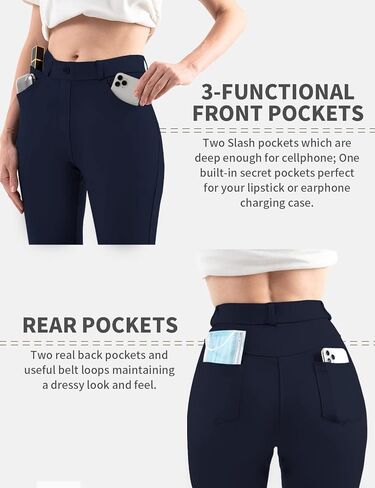 بنطال فستان Hiverlay نسائي ذو قصة طويلة قابل للتمدد للعمل والمكتب 5 جيوب 29 بوصة/31 بوصة، صغير/عادي in Kuwait