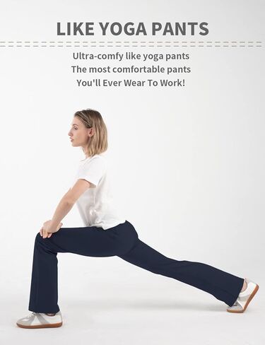 بنطال فستان Hiverlay نسائي ذو قصة طويلة قابل للتمدد للعمل والمكتب 5 جيوب 29 بوصة/31 بوصة، صغير/عادي in Kuwait