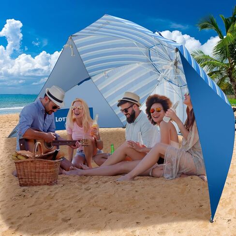 Beach Shelter Umbrella Premiere UPF 50+ Umbrella Shelter for Sun and Rain Protection for Adult (10-Foot) (Multi Color) in Kuwait