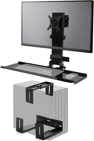 Monitor Wall Mount and Wall PC Mount Kit, Adjustable Monitor Holder Fits for 17"-32" Screens - 360 Rotation VESA Wall Mount, Width Adjustable from 5.2" to 8.5" for Computer Tower Mount Home Office in Saudi Arabia