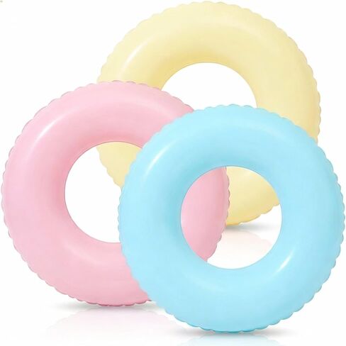 ShinyRelief 6 Pcs Inflatable Pool Floats 30''Macaron Swim Inner Tube for People Clear Pool Rings Toys Floats for Summer Beach Swimming Pool Luau Party Favor Decor in Saudi Arabia