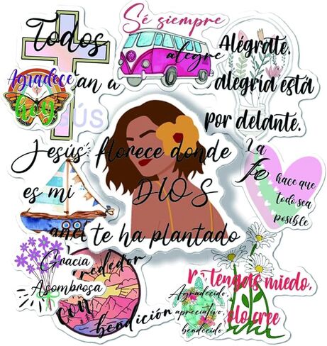 Spanish Religious Stickers for Kids | 2 Inch Bible Verse Decals with Jesus & Faith | 8 Inspirational Designs for Sunday School, Church Activities in Kuwait